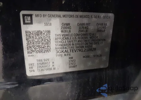 2019 GMC Terrain Sle from USA, damaged, VIN 3GKALTEV7KL210929